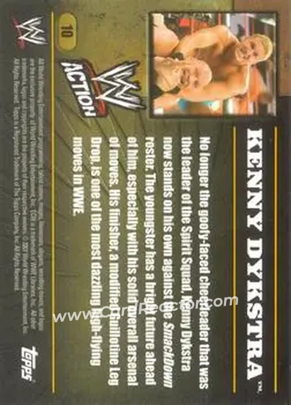2007 Topps Action WWE #10 - Kenny Dykstra - Back