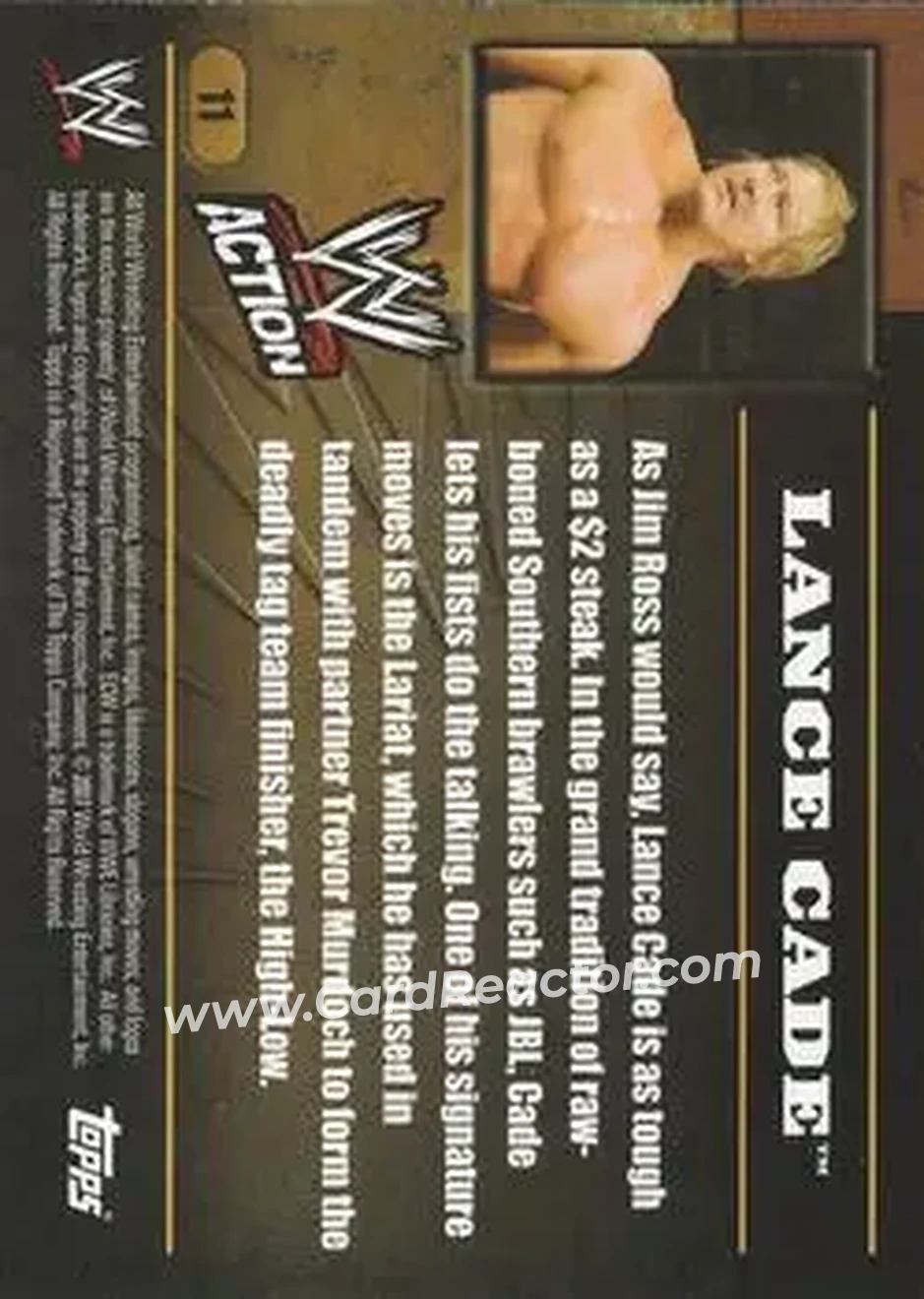 2007 Topps Action WWE #11 - Lance Cade - Back