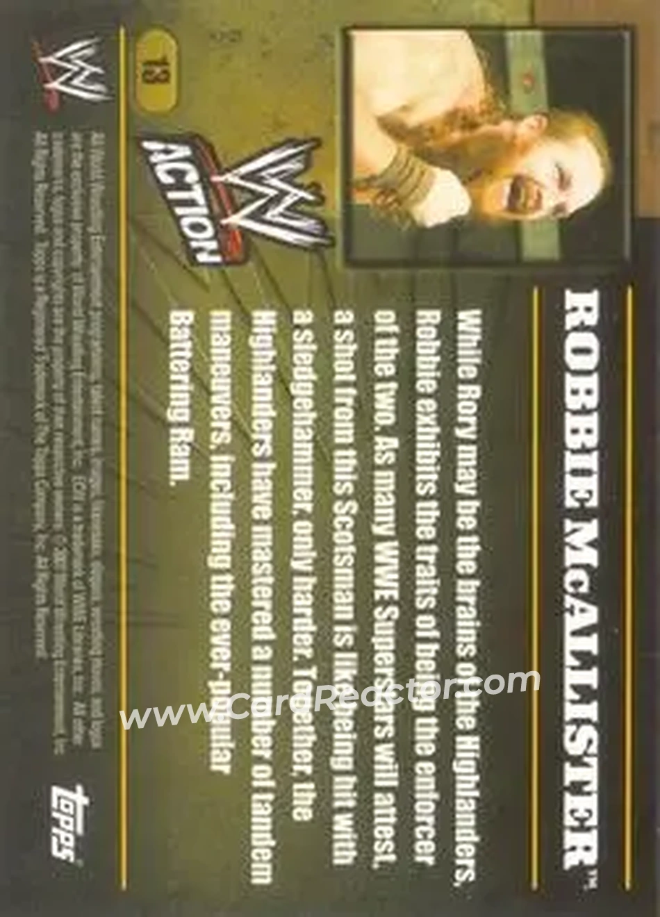 2007 Topps Action WWE #13 - Robbie McAllister - Back