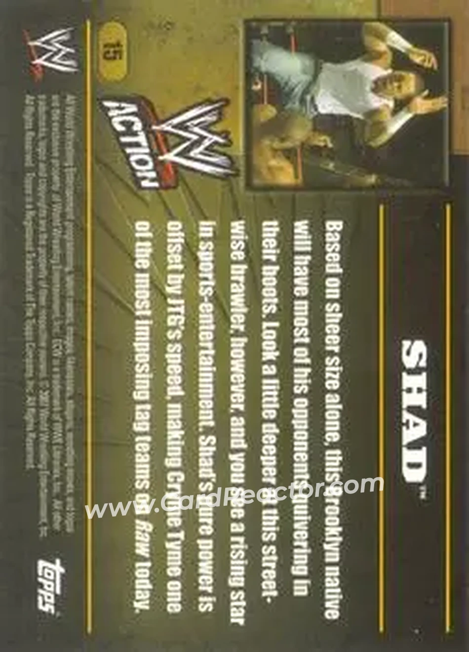 2007 Topps Action WWE #15 - Shad - Back