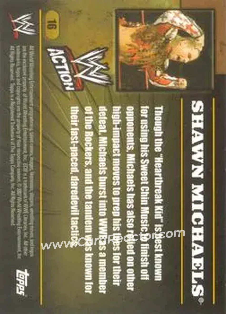2007 Topps Action WWE #16 - Shawn Michaels - Back