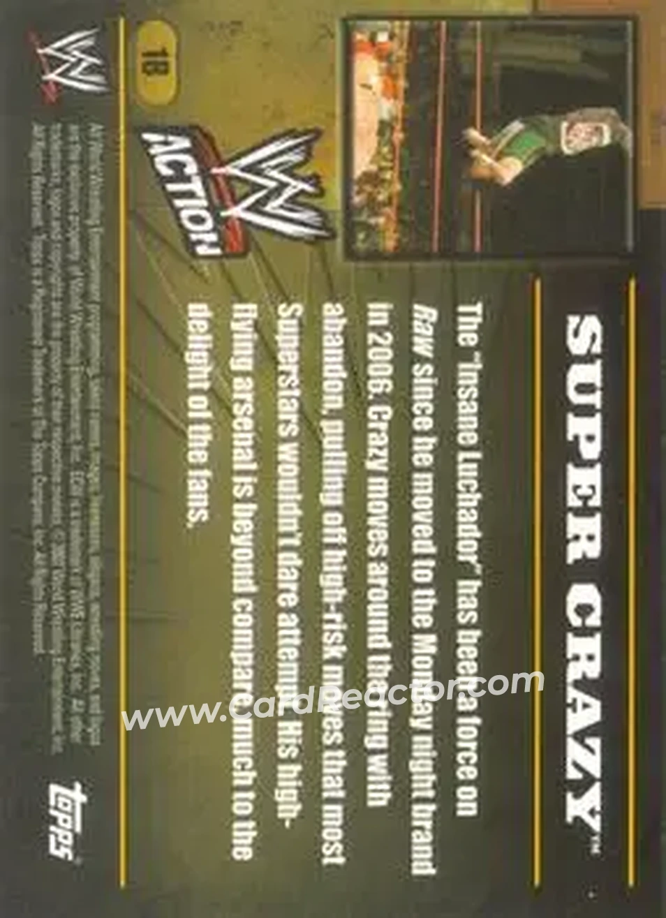 2007 Topps Action WWE #18 - Super Crazy - Back