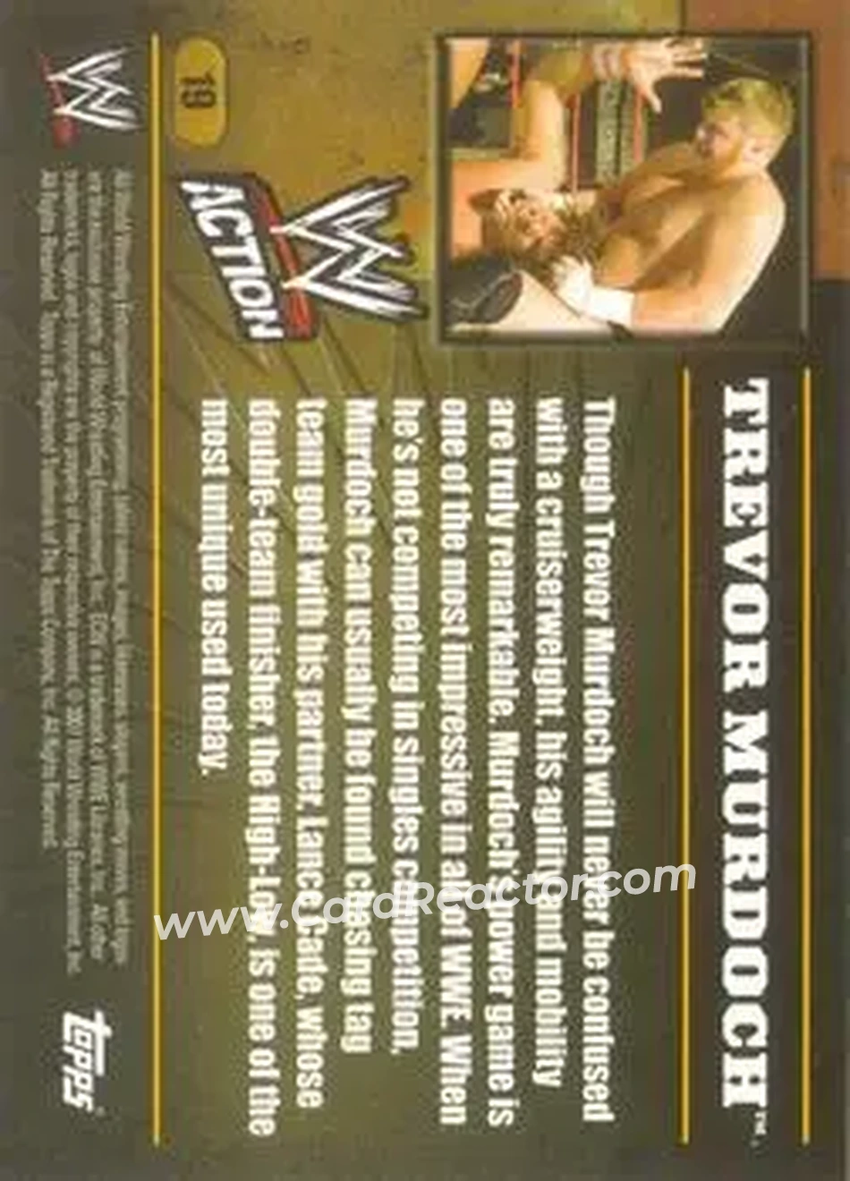 2007 Topps Action WWE #19 - Trevor Murdock - Back