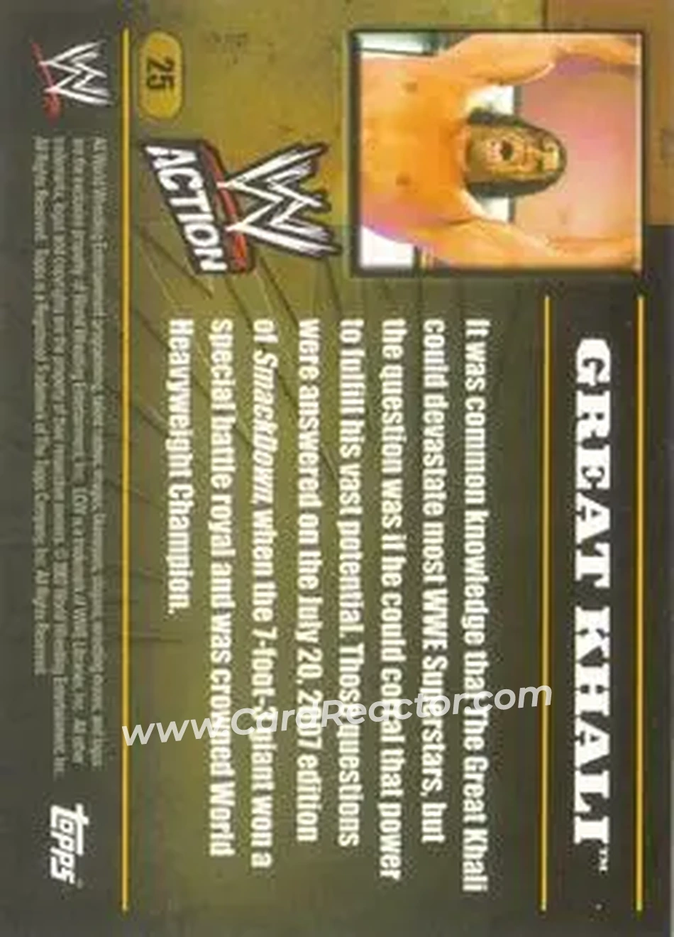 2007 Topps Action WWE #25 - The Great Khali - Back