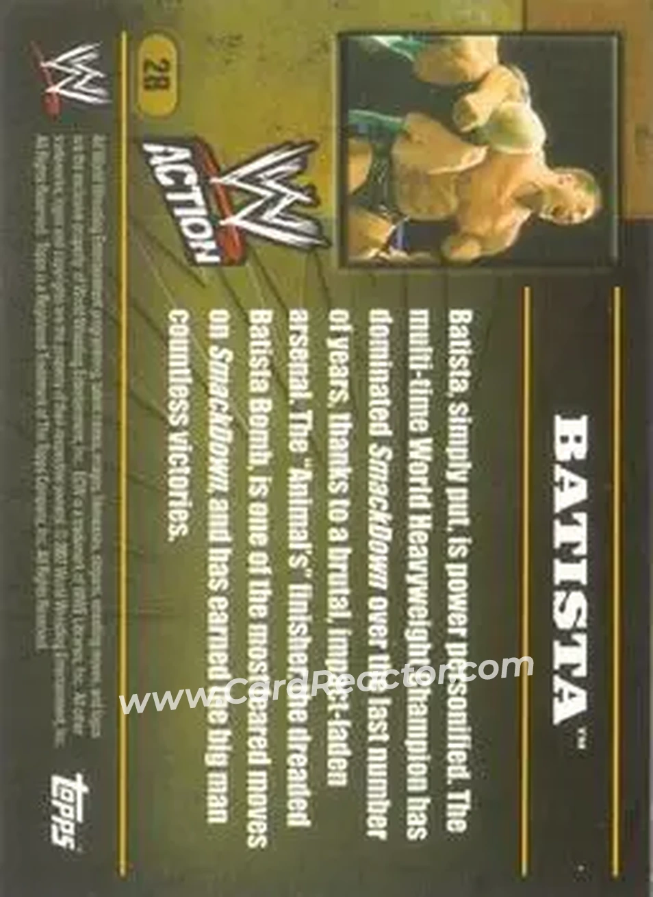 2007 Topps Action WWE #28 - Batista - Back