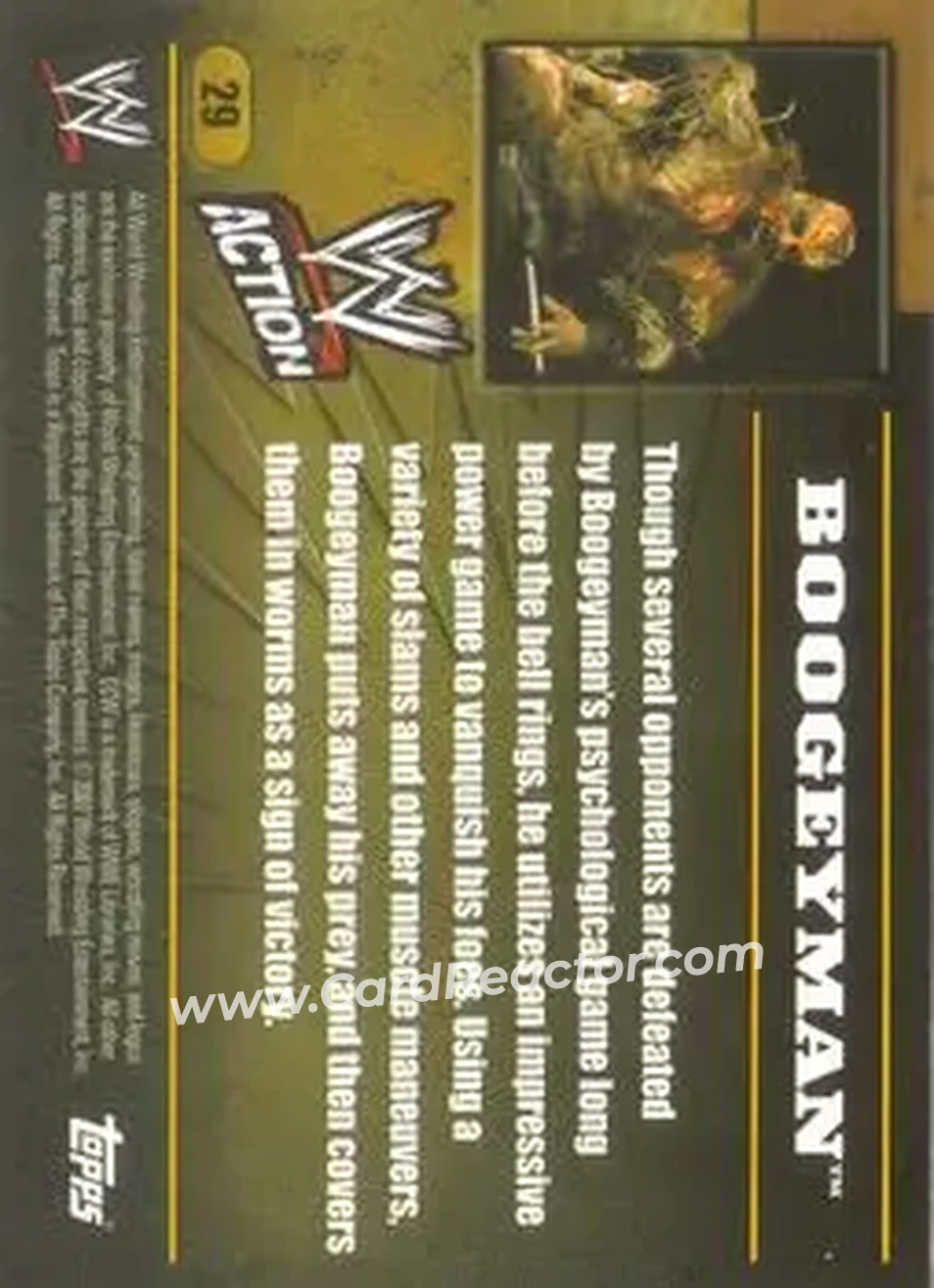 2007 Topps Action WWE #29 - Boogeyman - Back