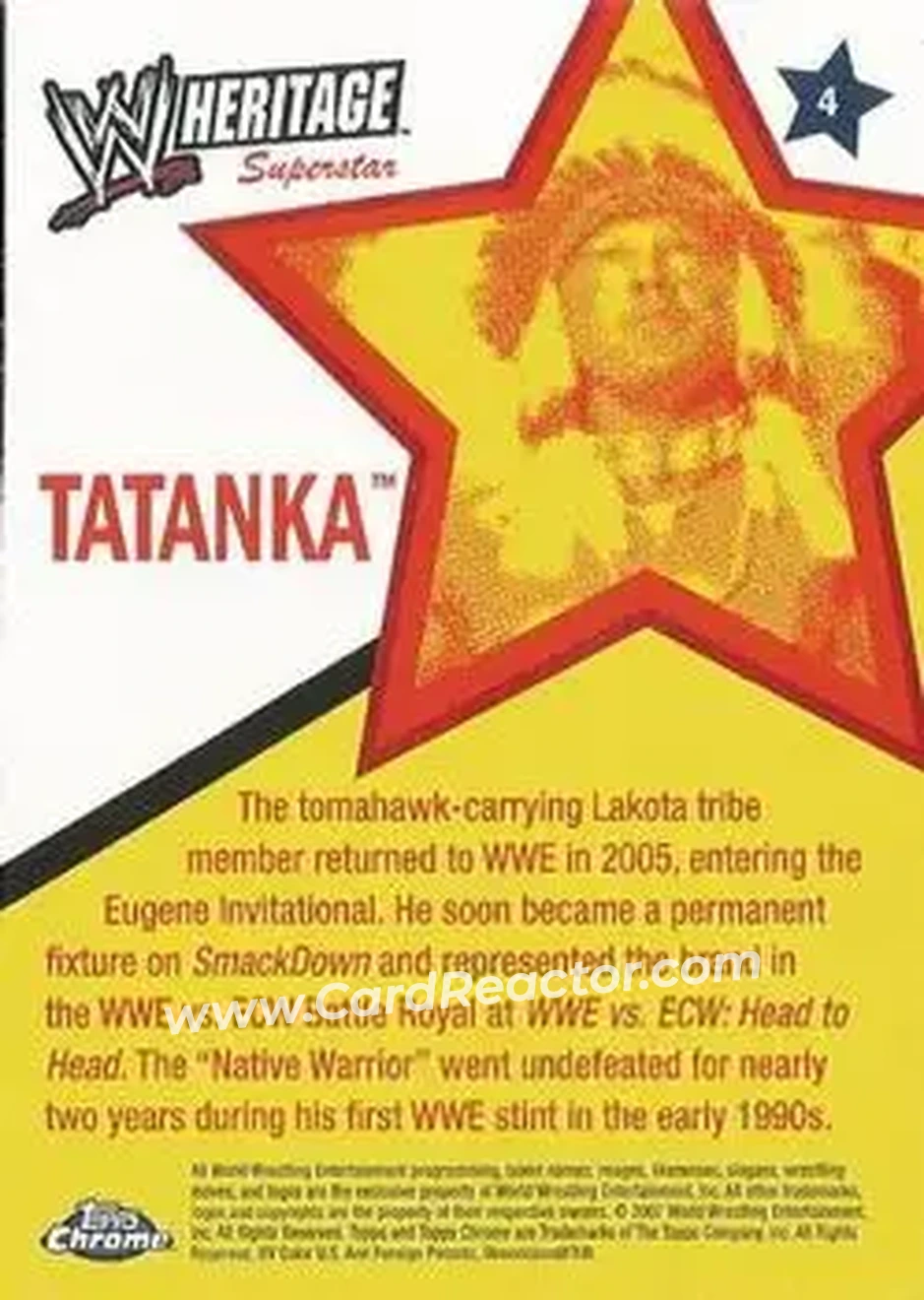 2007 Topps Chrome Heritage II WWE #4 - Tatanka - Back