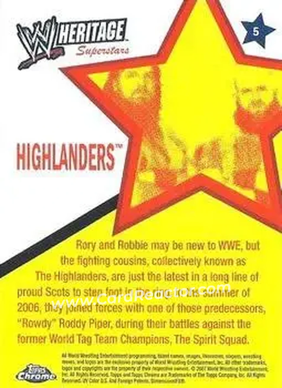 2007 Topps Chrome Heritage II WWE #5 - Highlanders - Back
