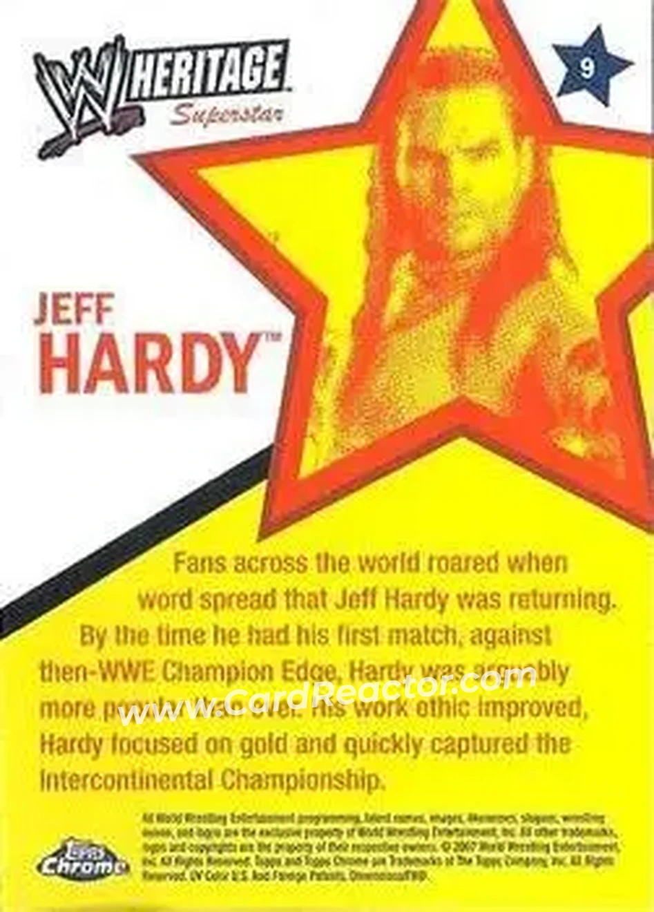 2007 Topps Chrome Heritage II WWE #9 - Jeff Hardy - Back