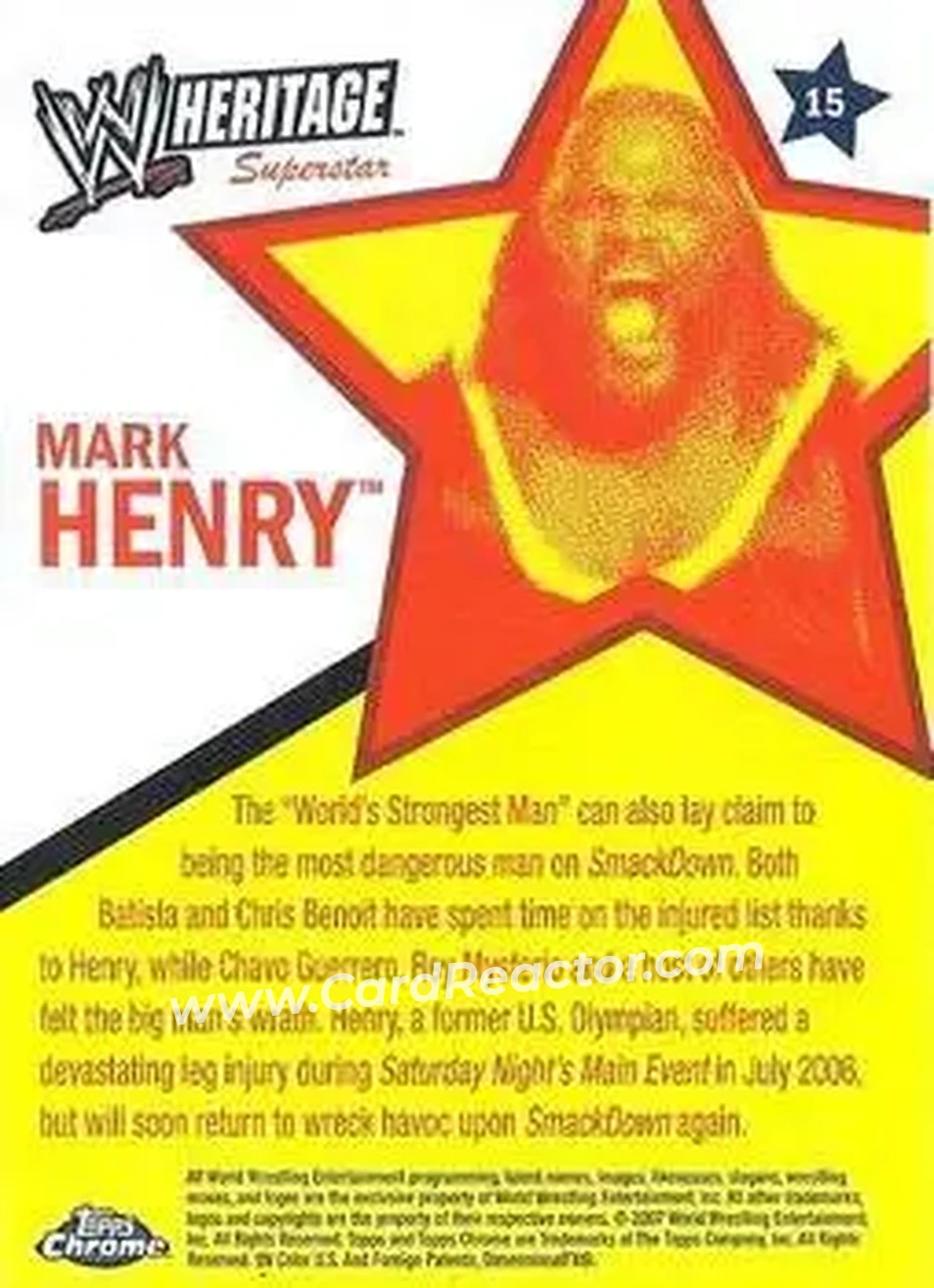 2007 Topps Chrome Heritage II WWE #15 - Mark Henry - Back