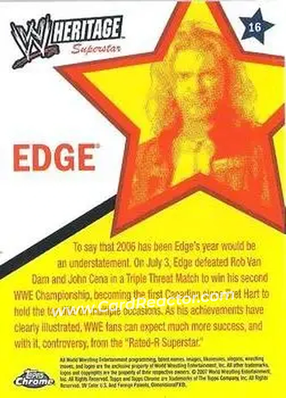 2007 Topps Chrome Heritage II WWE #16 - Adam Copeland - Back