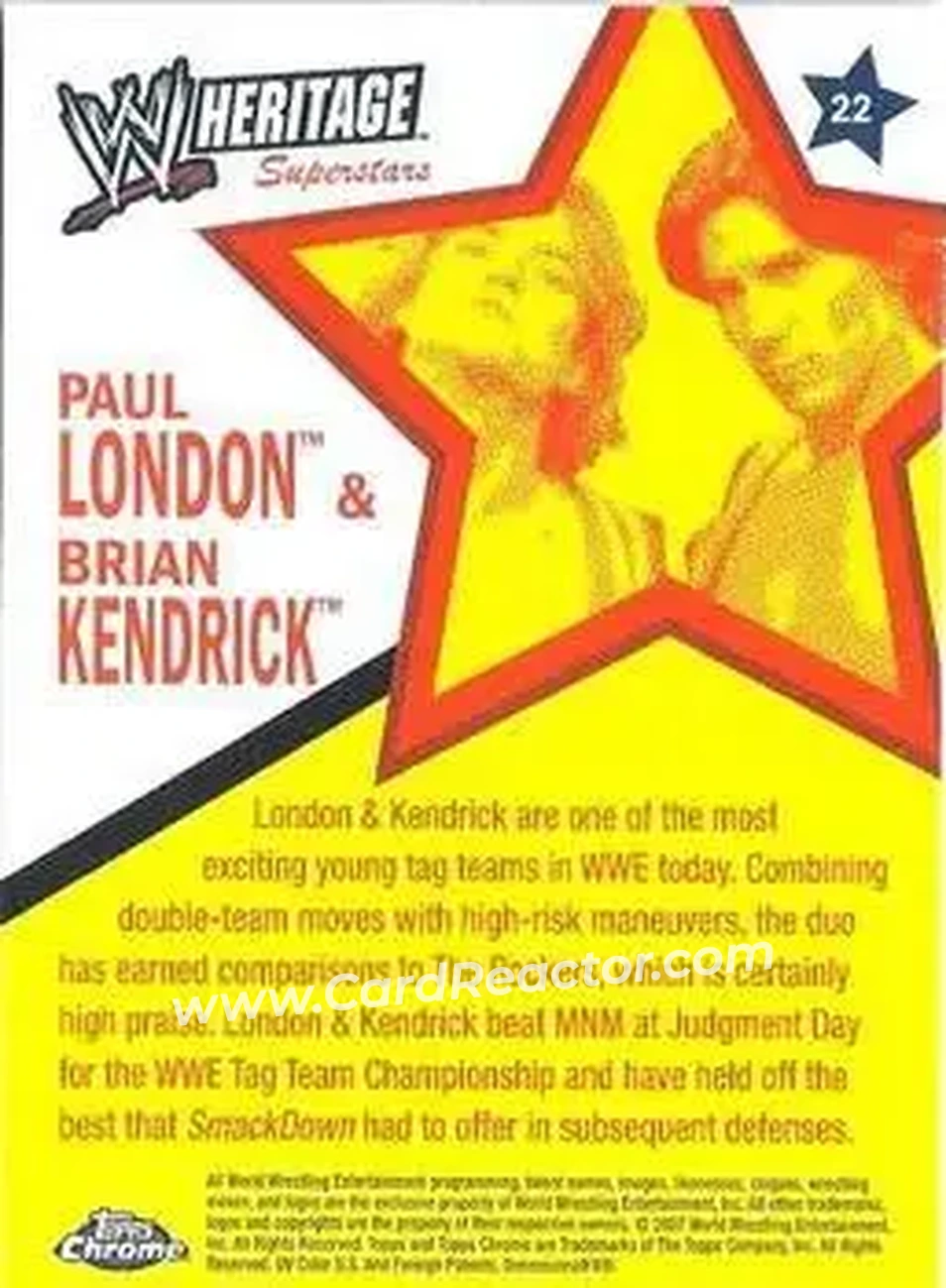 2007 Topps Chrome Heritage II WWE #22 - Paul London - Brian Kendrick - Back