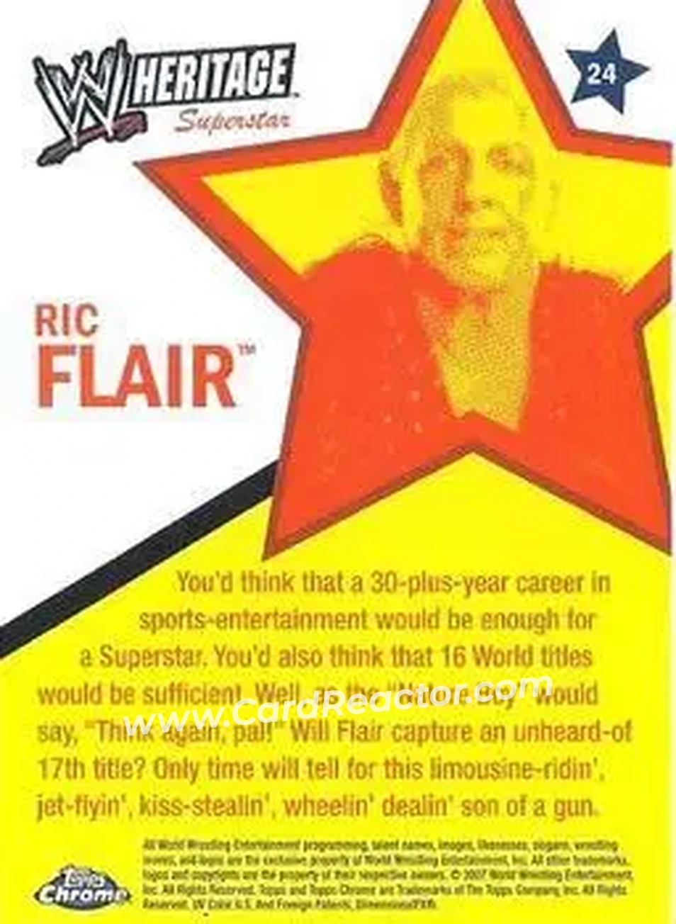 2007 Topps Chrome Heritage II WWE #24 - Ric Flair - Back