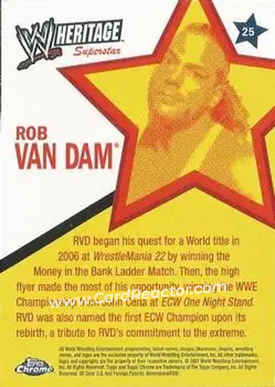 2007 Topps Chrome Heritage II WWE #25 - Rob Van Dam - Back