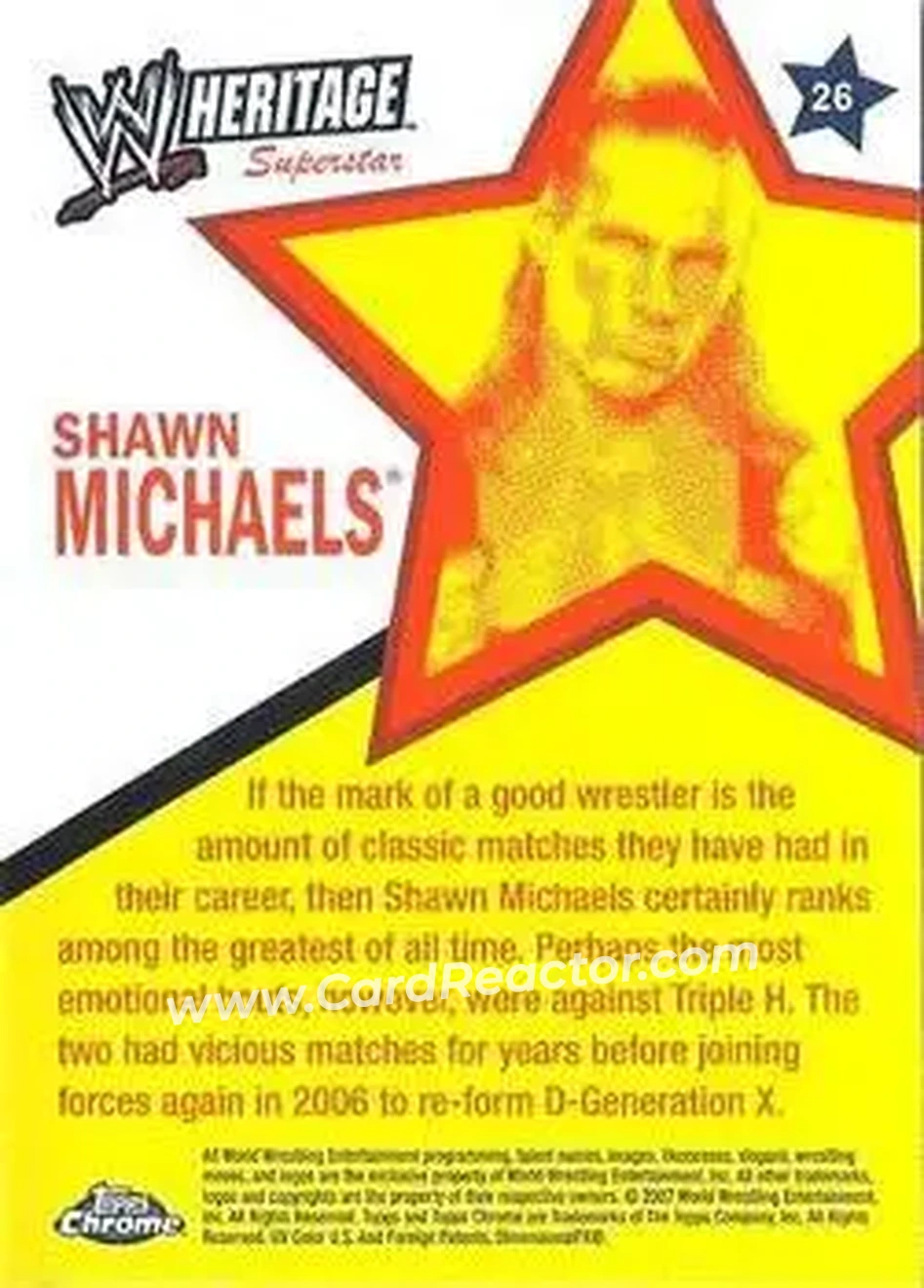 2007 Topps Chrome Heritage II WWE #26 - Shawn Michaels - Back