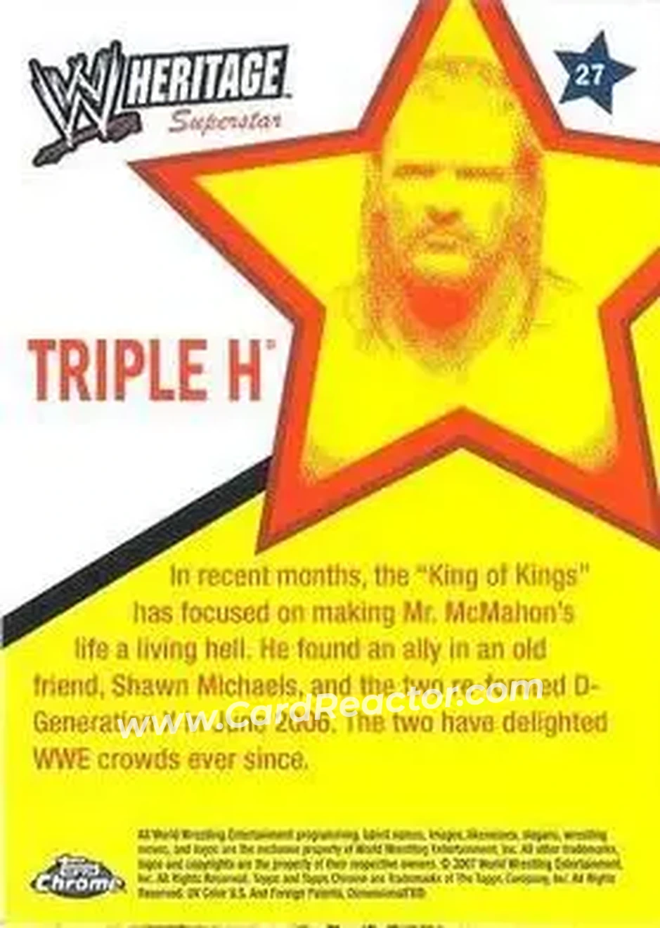 2007 Topps Chrome Heritage II WWE #27 - Hunter Hearst Helmsley - Back
