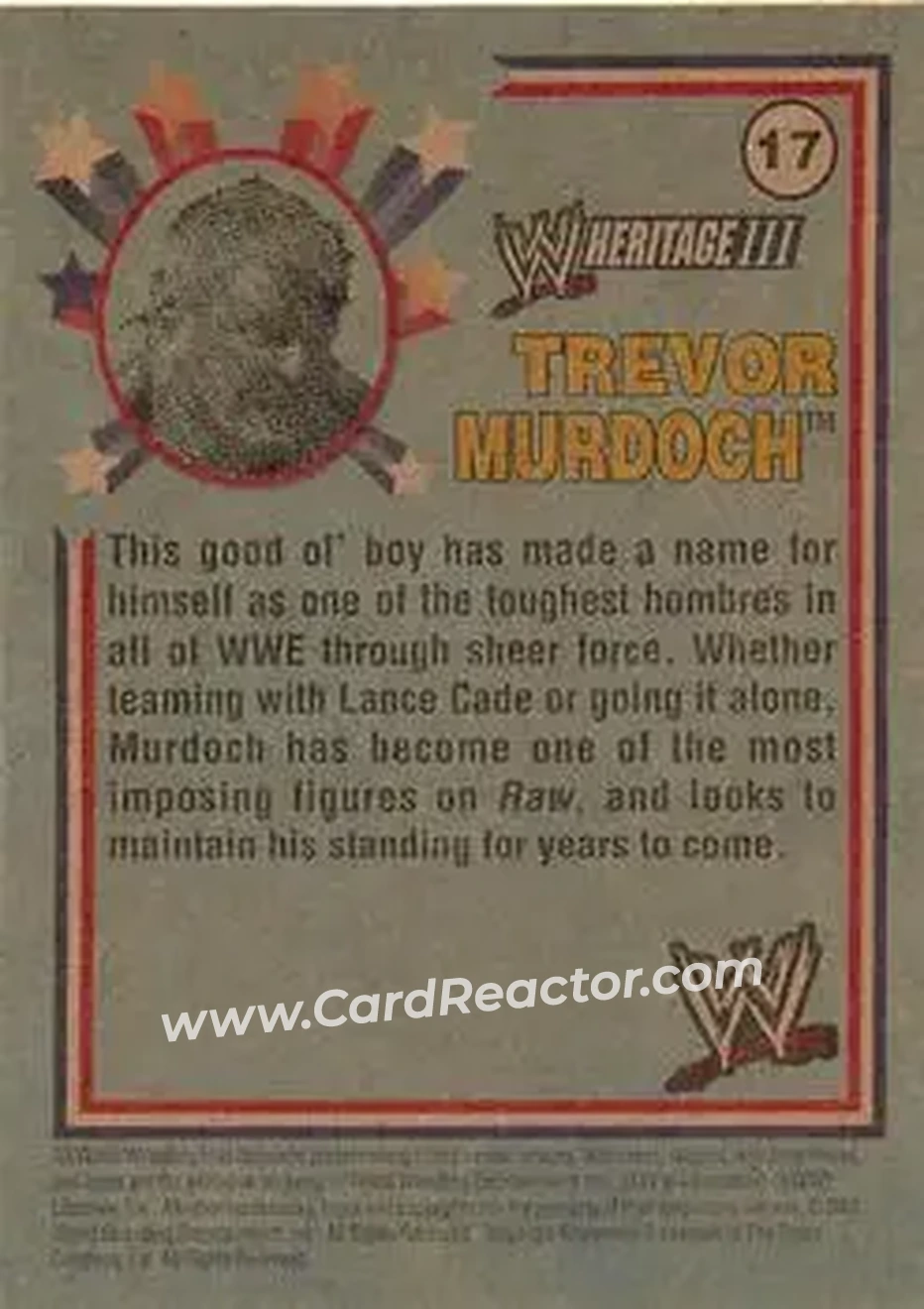 2007 Topps Heritage III WWE #17 - Trevor Murdock - Back