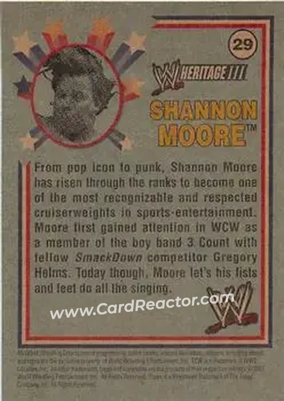 2007 Topps Heritage III WWE #29 - Shannon Moore - Back