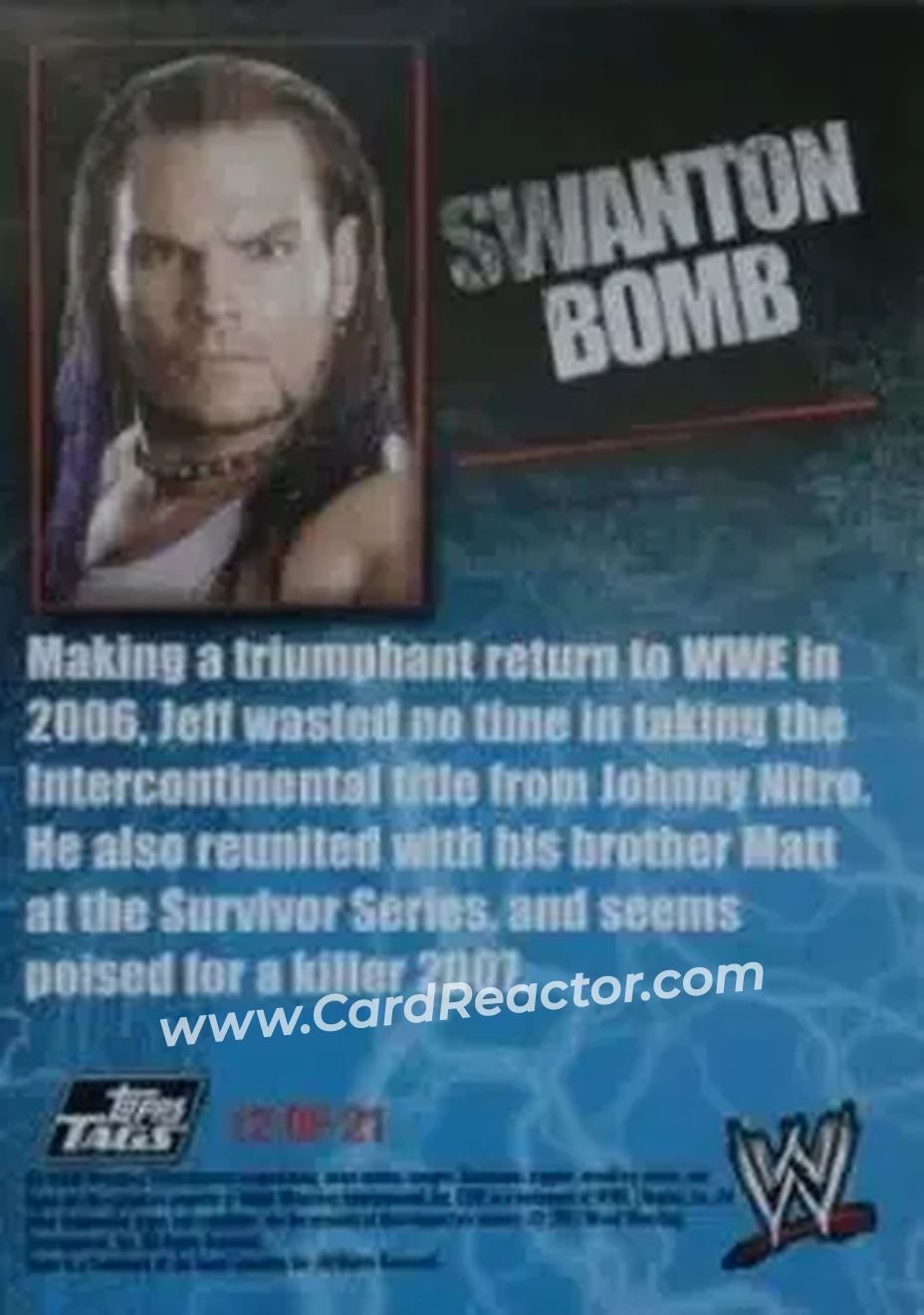 2007 Topps WWE Dog Tags (UK Edition) #12 - Jeff Hardy - Back
