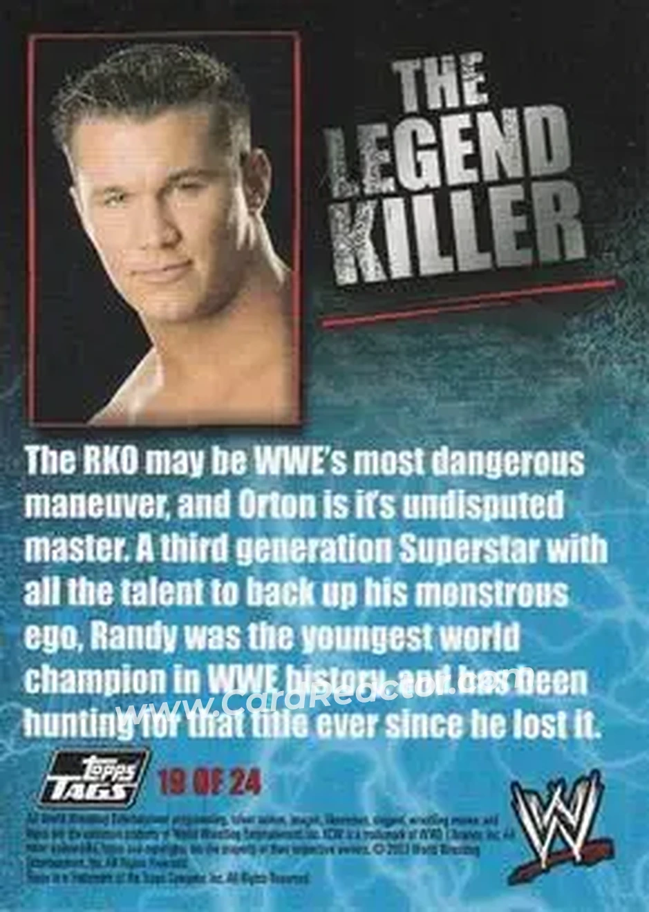 2007 Topps WWE Dog Tags Inserts #19 - Randy Orton - Back