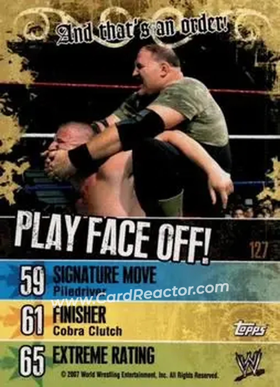 2007 Topps WWE Face-Off #127 - Sergeant Slaughter - Back
