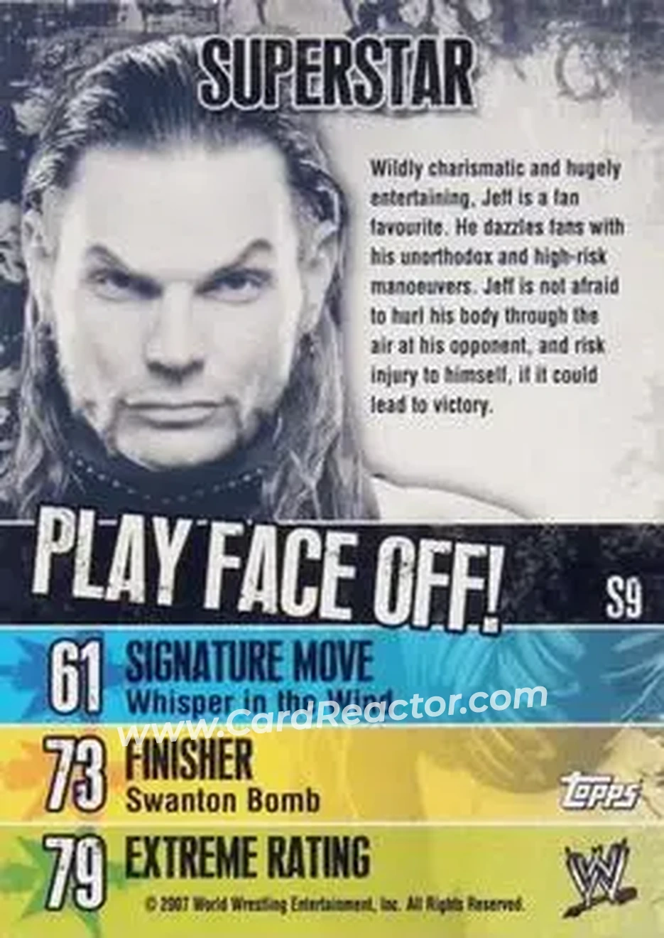 2007 Topps WWE Face-Off - Superstar Foils #S9 - Jeff Hardy - Back