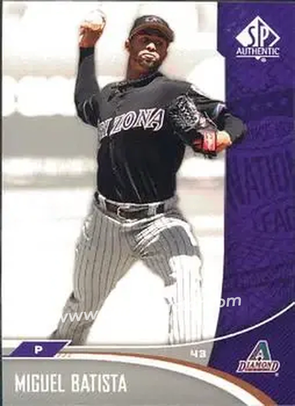 2006 SP Authentic #5 - Miguel Batista - Arizona Diamondbacks - Front 2006 SP Authentic #5 - Miguel Batista - Arizona Diamondbacks - Front