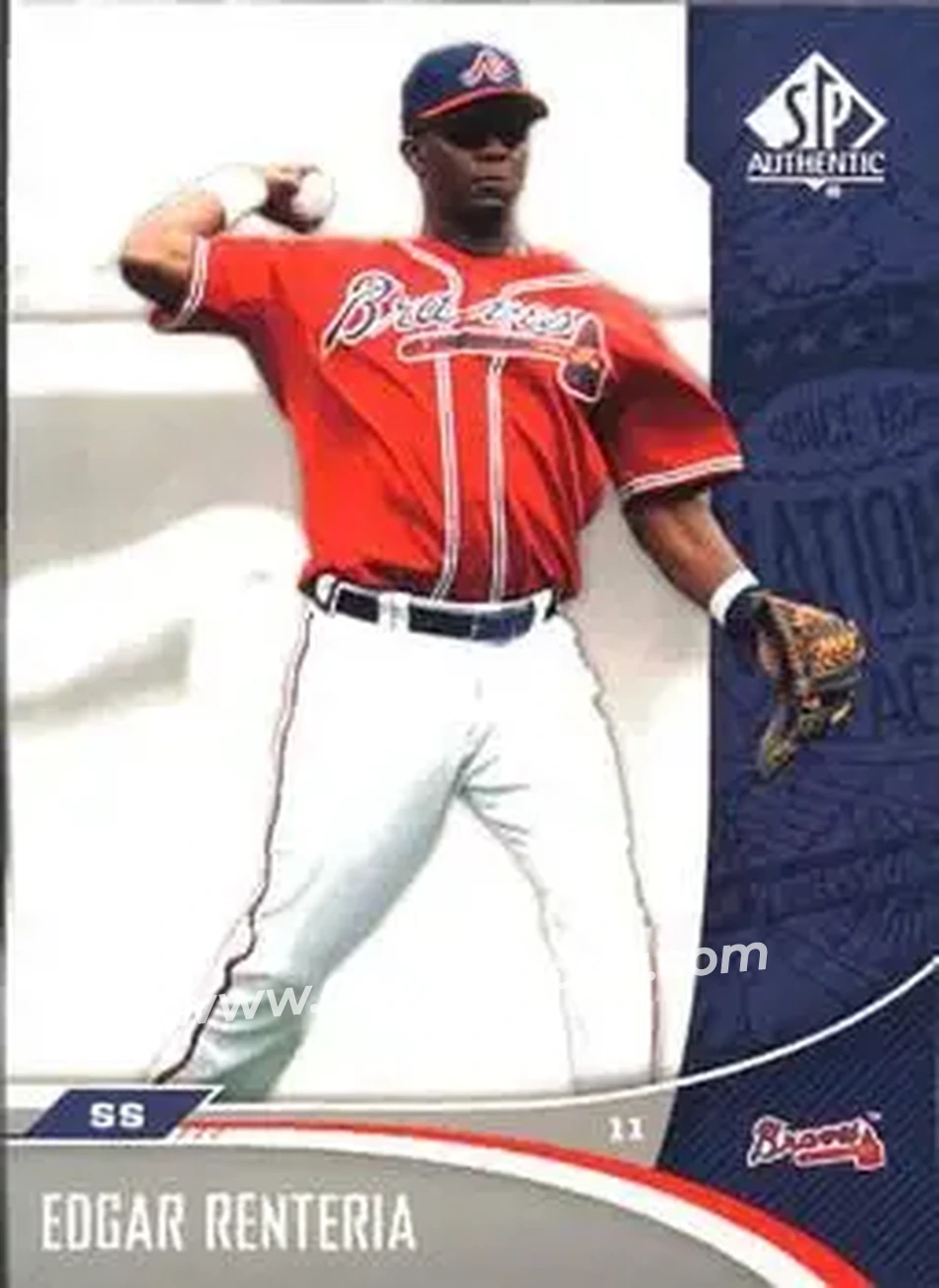2006 SP Authentic #10 - Edgar Renteria - Atlanta Braves - Front 2006 SP Authentic #10 - Edgar Renteria - Atlanta Braves - Front