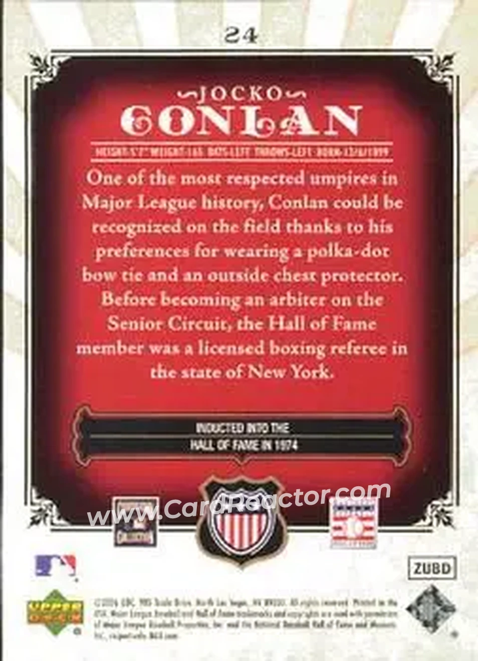 2006 SP Legendary Cuts #24 - Jocko Conlan - Back