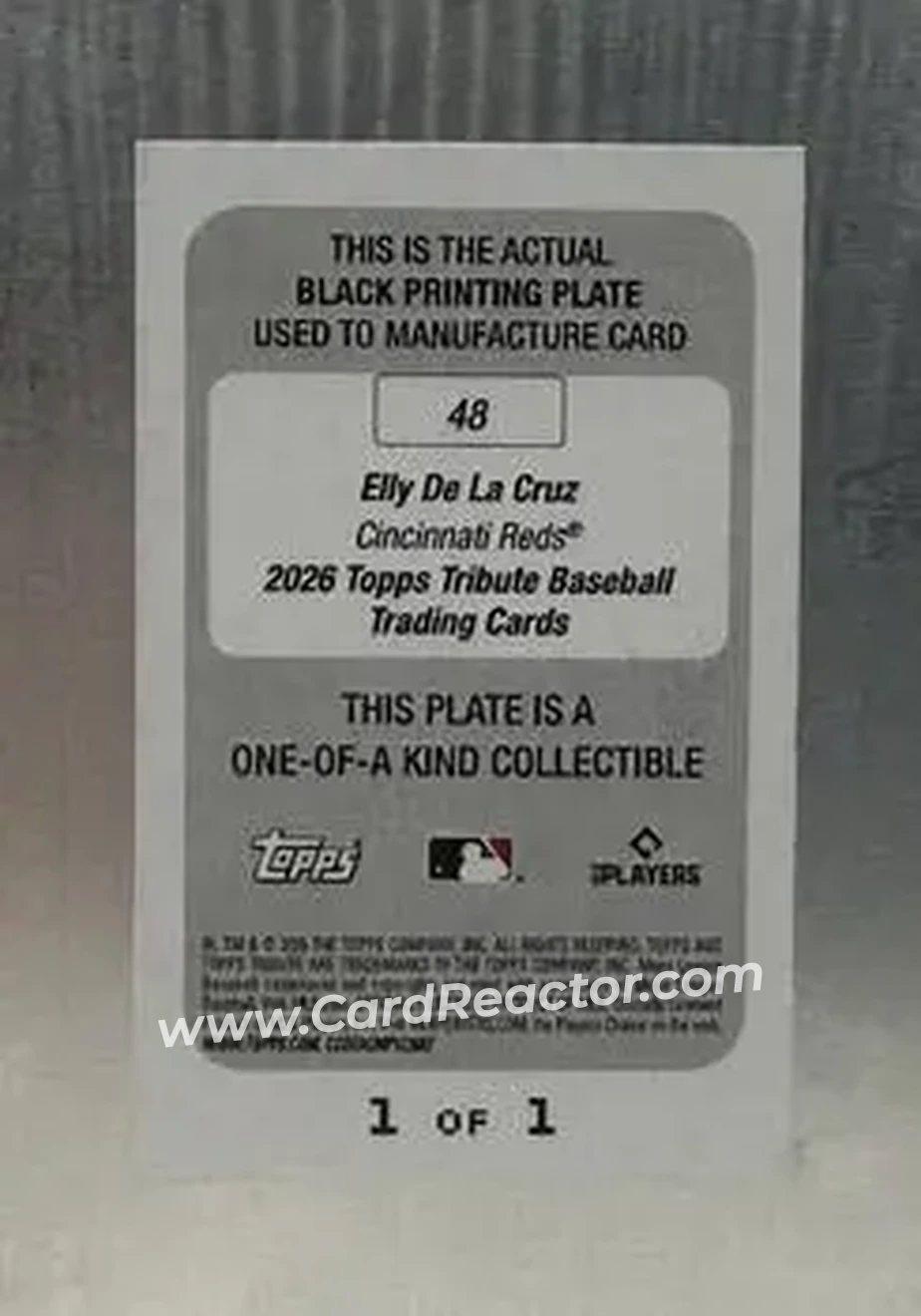 2026 Topps Tribute - Printing Plate Black #48 - Elly De La Cruz - Cincinnati Reds - Back