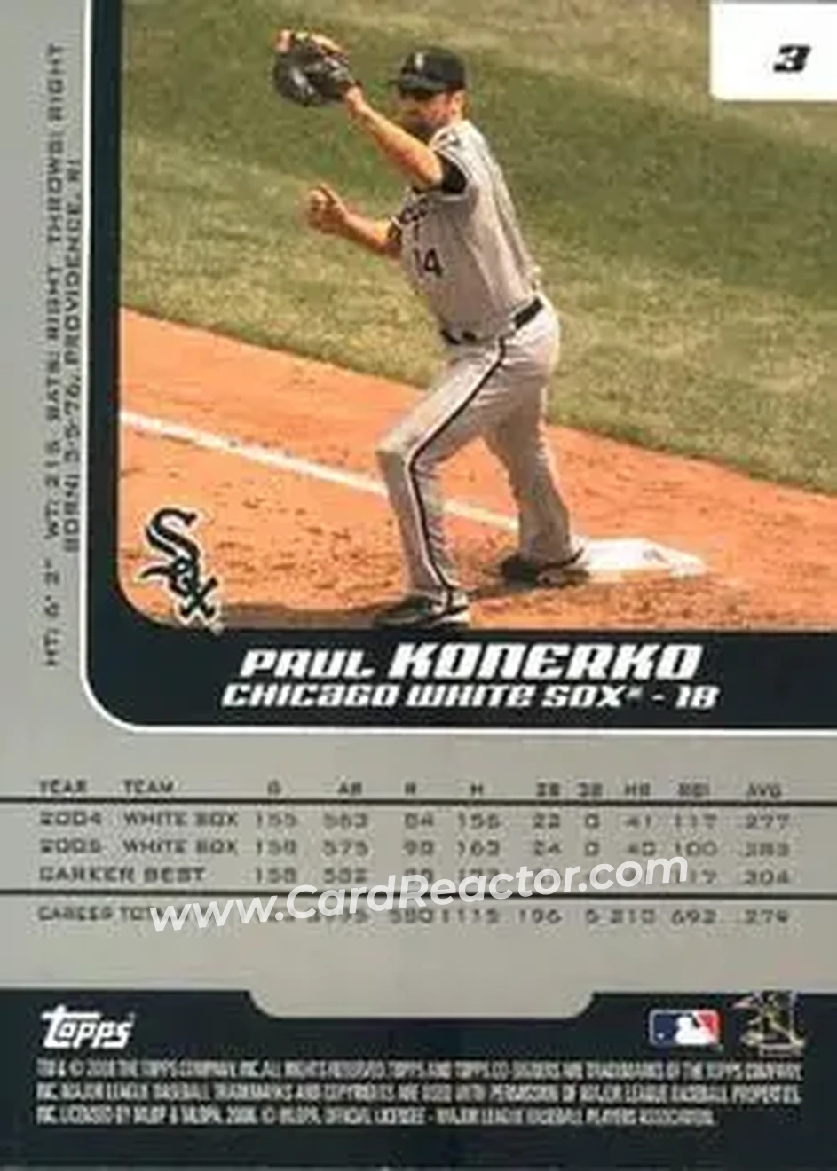 2006 Topps Co-Signers #3 - Paul Konerko - Chicago White Sox - Back