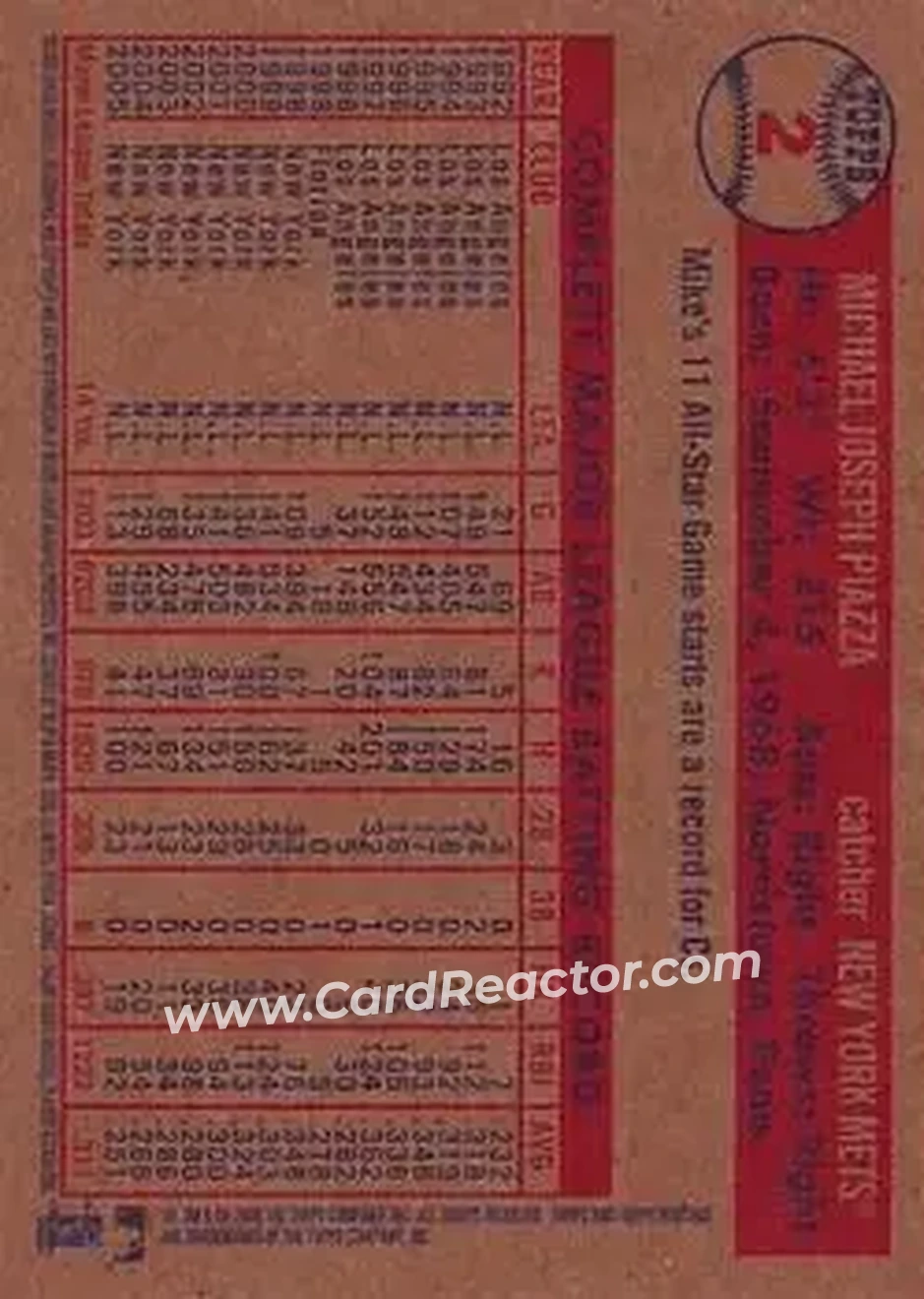2006 Topps Heritage #2 - Mike Piazza - New York Mets - Back