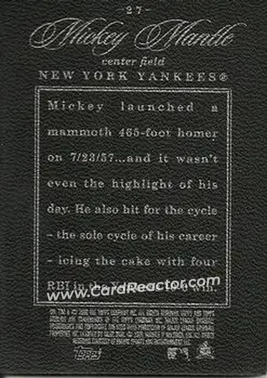2006 Topps Sterling #27 - Mickey Mantle - New York Yankees - Back