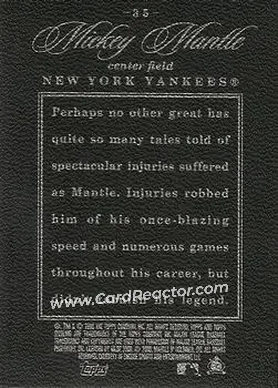 2006 Topps Sterling #35 - Mickey Mantle - New York Yankees - Back 2006 Topps Sterling #35 - Mickey Mantle - New York Yankees - Back