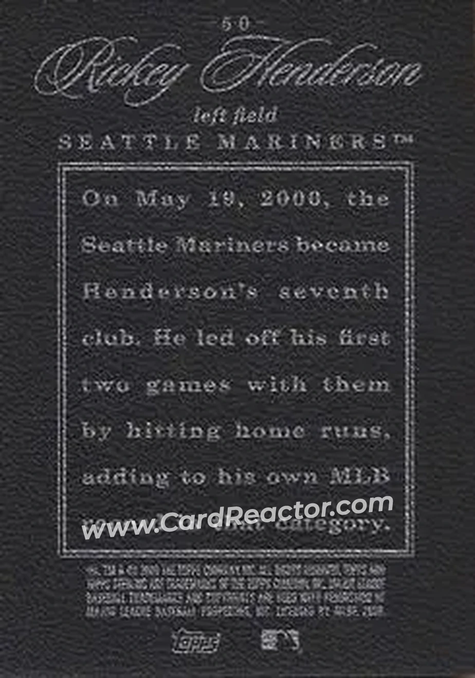 2006 Topps Sterling #50 - Rickey Henderson - Seattle Mariners - Back 2006 Topps Sterling #50 - Rickey Henderson - Seattle Mariners - Back