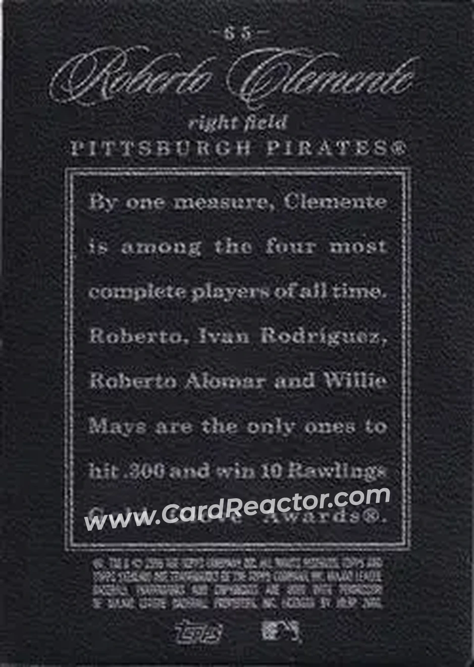 2006 Topps Sterling #65 - Bob Clemente - Pittsburgh Pirates - Back 2006 Topps Sterling #65 - Bob Clemente - Pittsburgh Pirates - Back