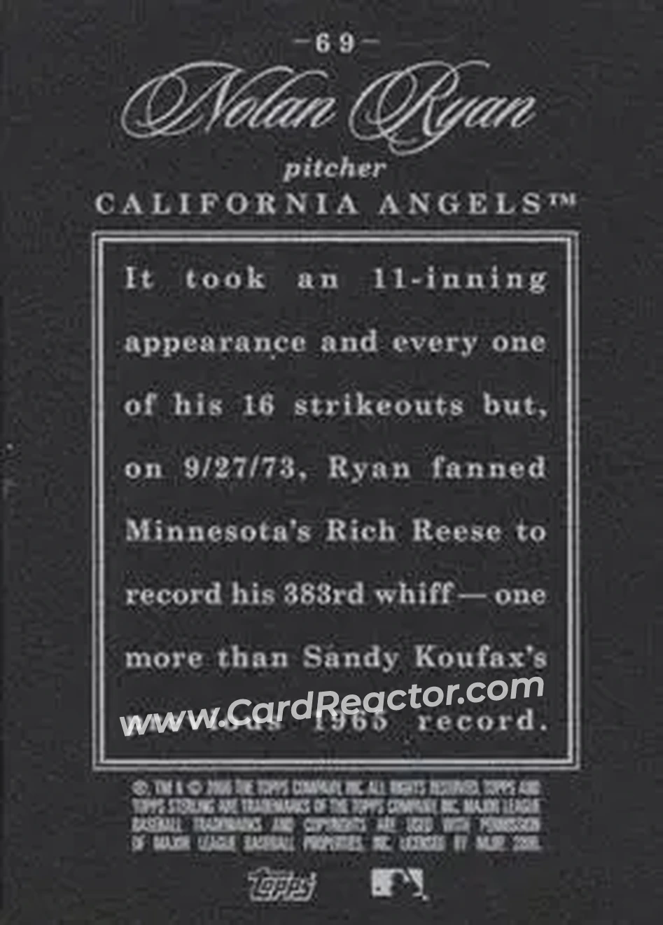 2006 Topps Sterling #69 - Nolan Ryan - California Angels - Back 2006 Topps Sterling #69 - Nolan Ryan - California Angels - Back