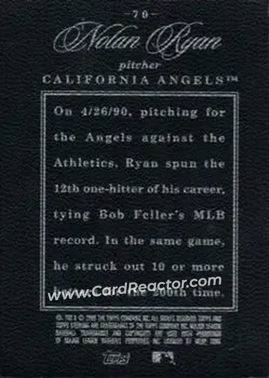 2006 Topps Sterling #70 - Nolan Ryan - California Angels - Back 2006 Topps Sterling #70 - Nolan Ryan - California Angels - Back
