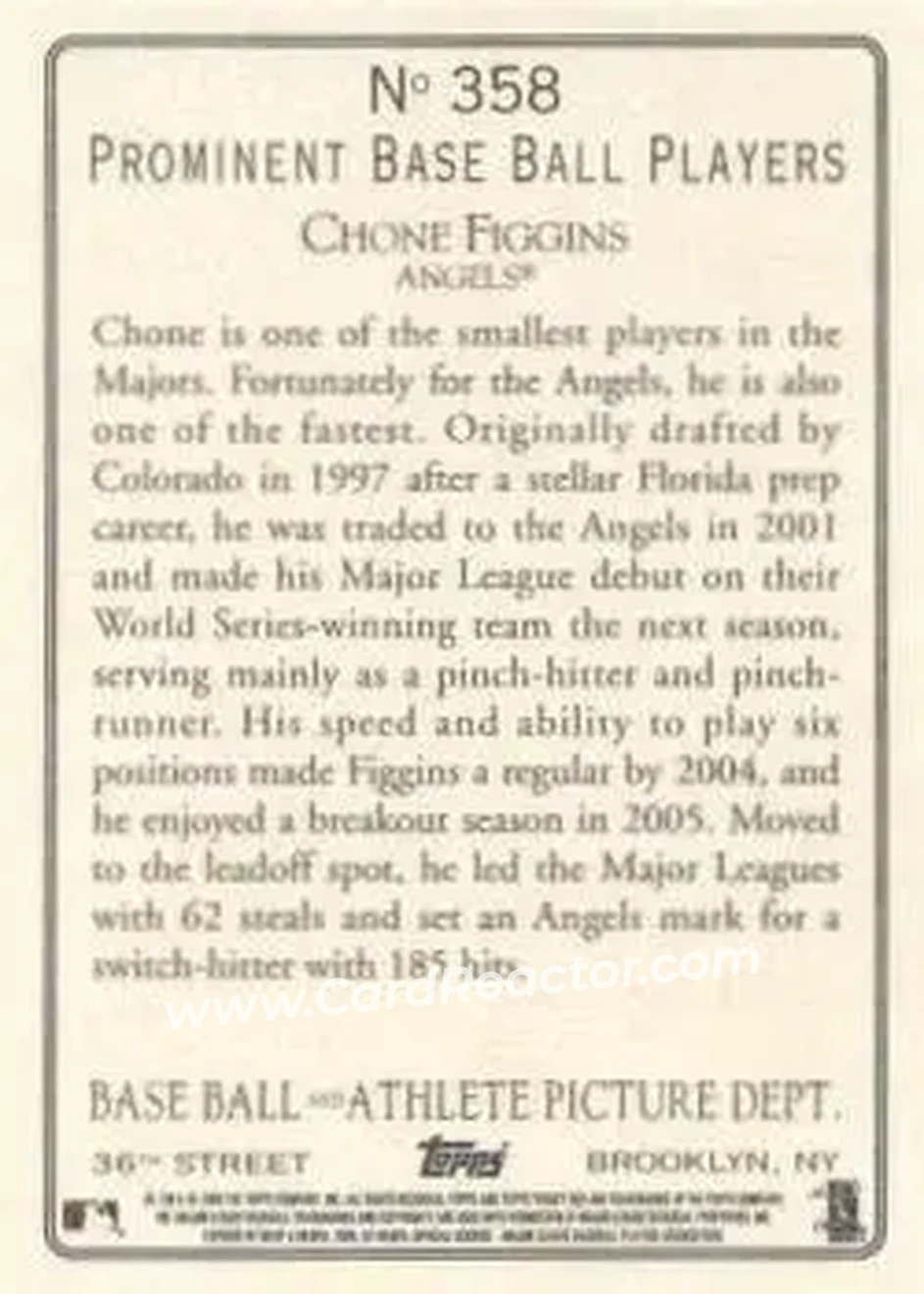 2006 Topps Turkey Red #358 - Chone Figgins - Los Angeles Angels - Back 2006 Topps Turkey Red #358 - Chone Figgins - Los Angeles Angels - Back