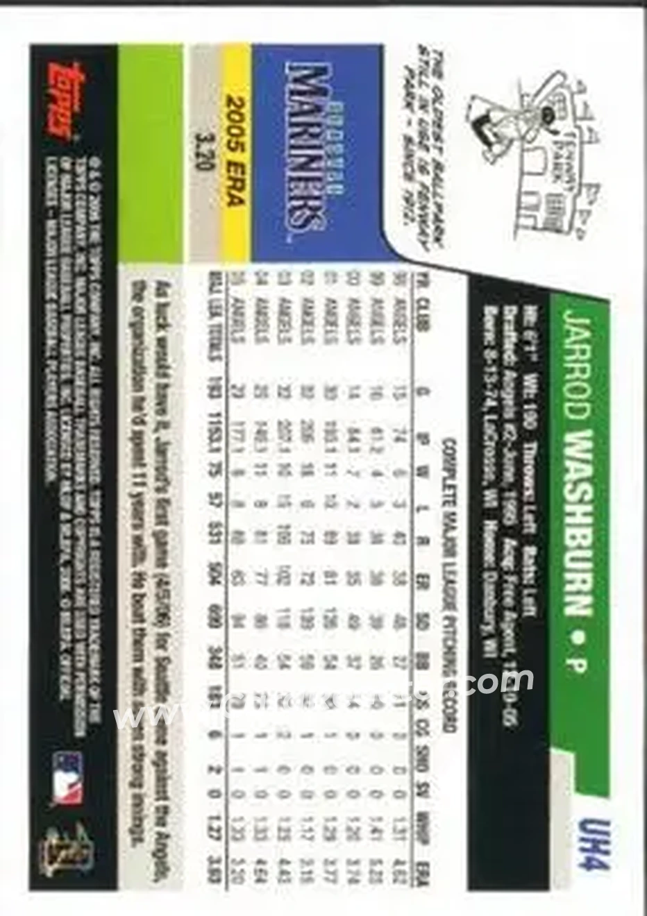 2006 Topps Updates & Highlights #UH4 - Jarrod Washburn - Seattle Mariners - Back 2006 Topps Updates & Highlights #UH4 - Jarrod Washburn - Seattle Mariners - Back