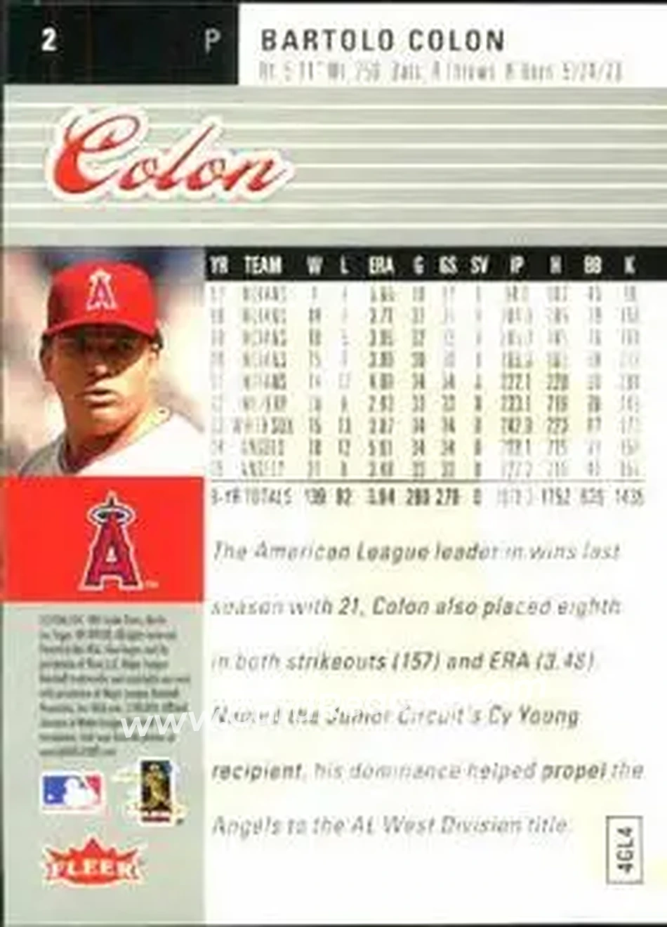 2006 Ultra #2 - Bartolo Colon - Los Angeles Angels - Back 2006 Ultra #2 - Bartolo Colon - Los Angeles Angels - Back