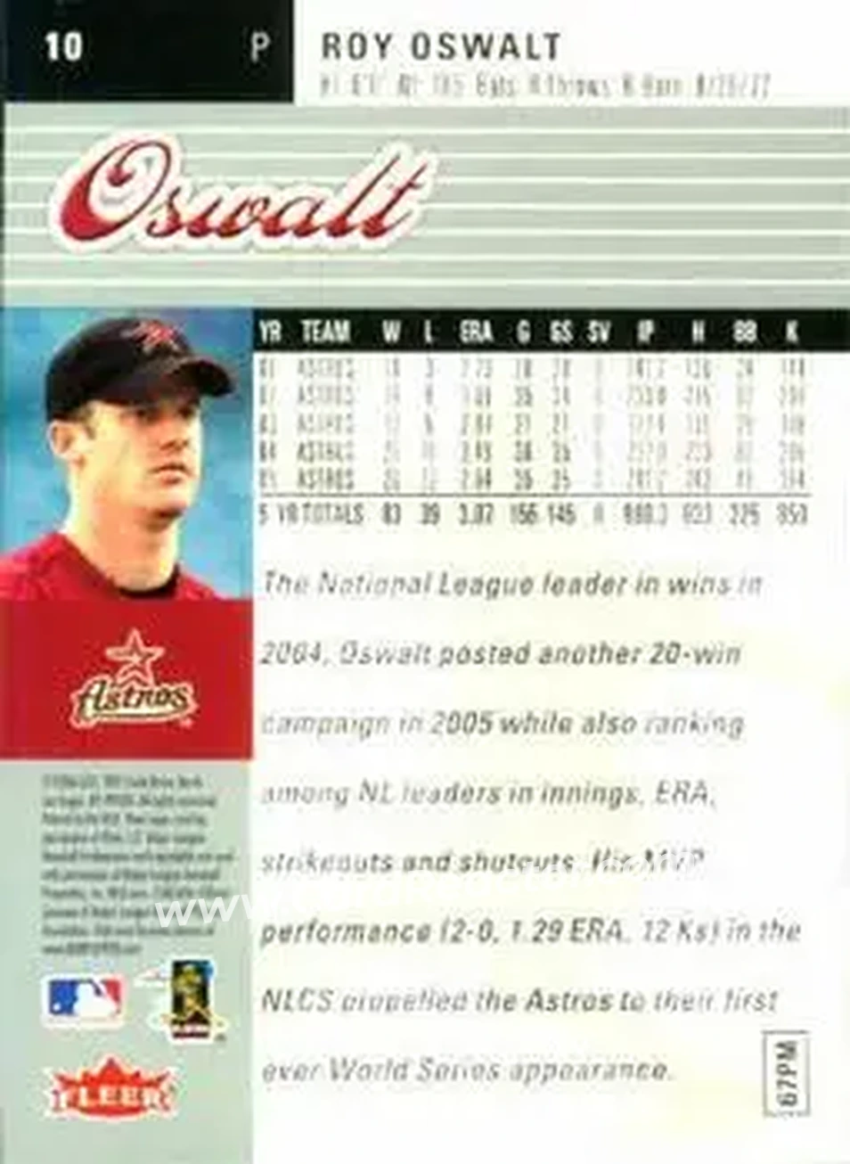 2006 Ultra #10 - Roy Oswalt - Houston Astros - Back