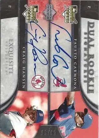 Fausto Carmona - Craig Hansen DRS, AU, SN55, EXCH - Cleveland Indians - Boston Red Sox · 2006 Upper Deck Exquisite Collection #2