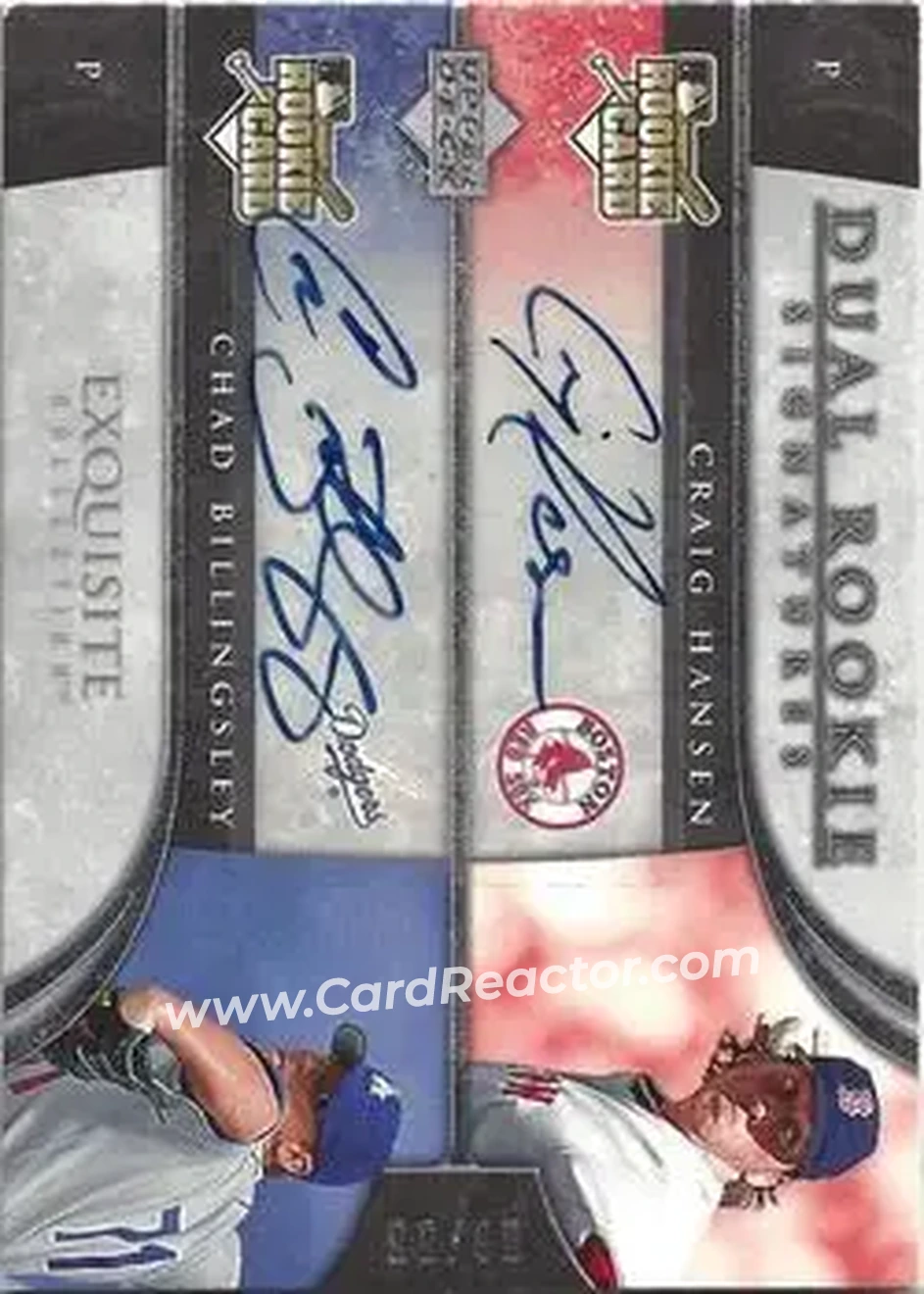 2006 Upper Deck Exquisite Collection #87 - Craig Hansen - Chad Billingsley DRS, AU, RC, SN55, EXCH - Boston Red Sox - Los Angeles Dodgers - Front
