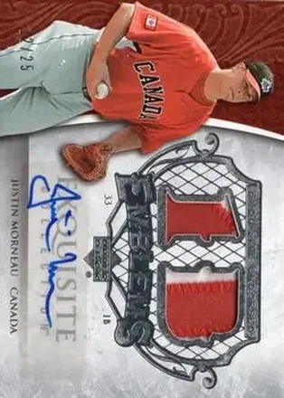 2006 Upper Deck Exquisite Collection - Exquisite Endorsed Emblems #EE-JU2 - Justin Morneau - Canada