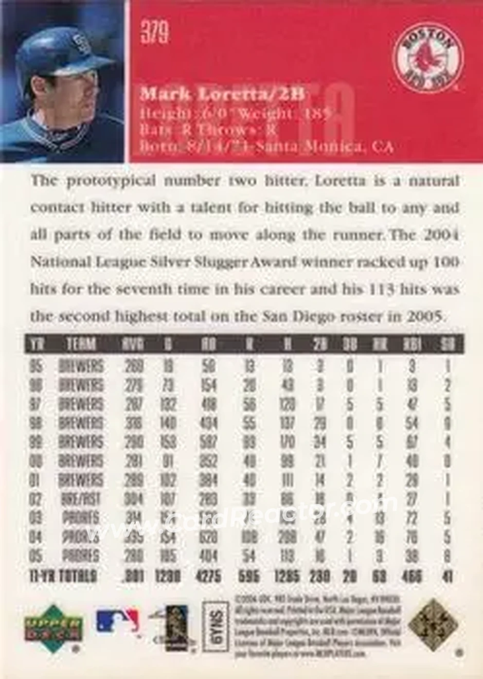 2006 Upper Deck Special F/X #379 - Mark Loretta - Boston Red Sox - Back