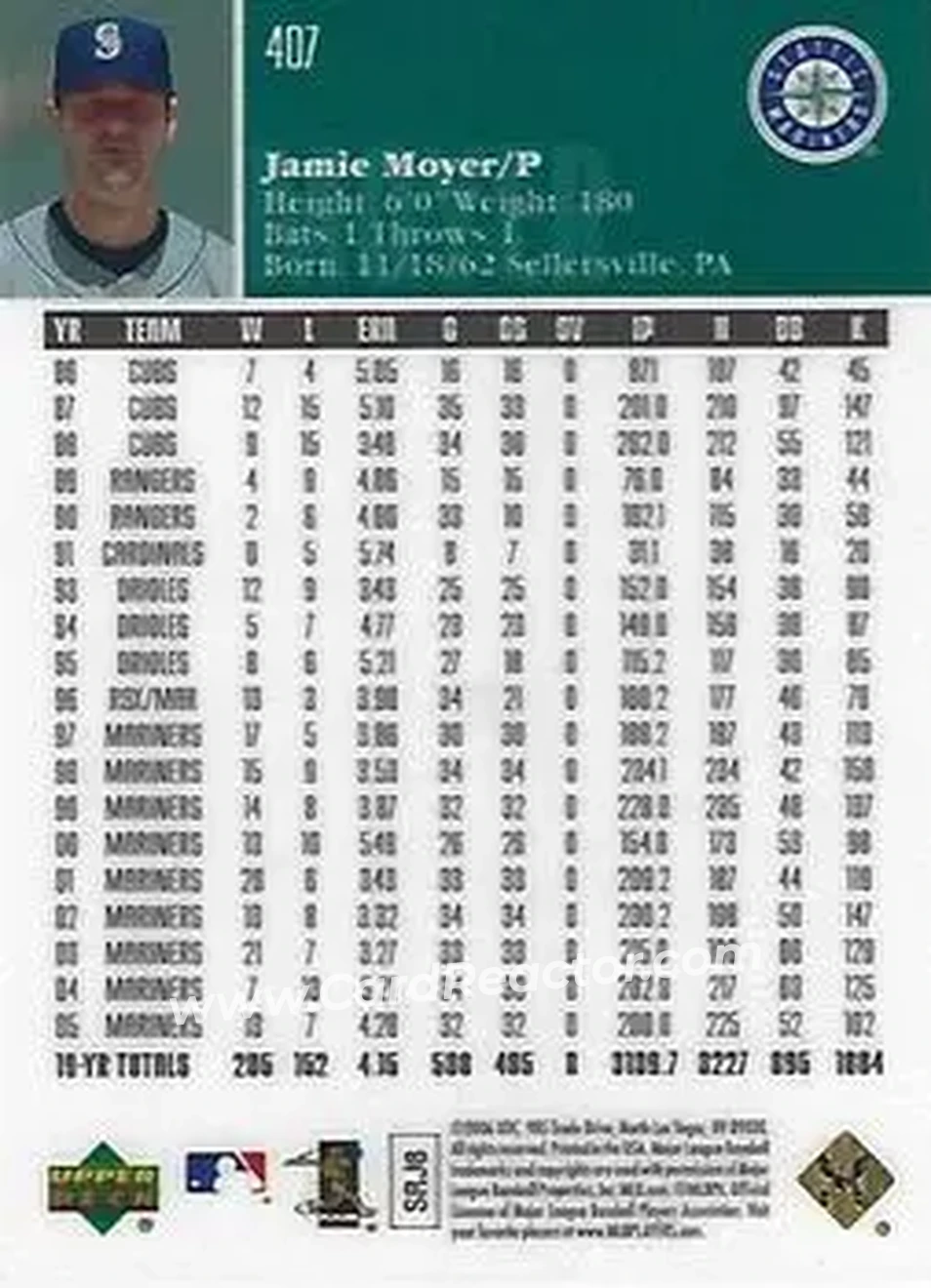 2006 Upper Deck Special F/X #407 - Jamie Moyer - Seattle Mariners - Back 2006 Upper Deck Special F/X #407 - Jamie Moyer - Seattle Mariners - Back