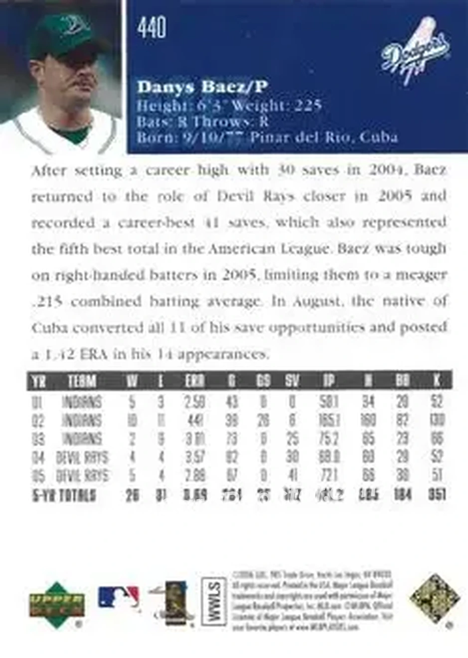 2006 Upper Deck Special F/X #440 - Danys Baez - Los Angeles Dodgers - Back