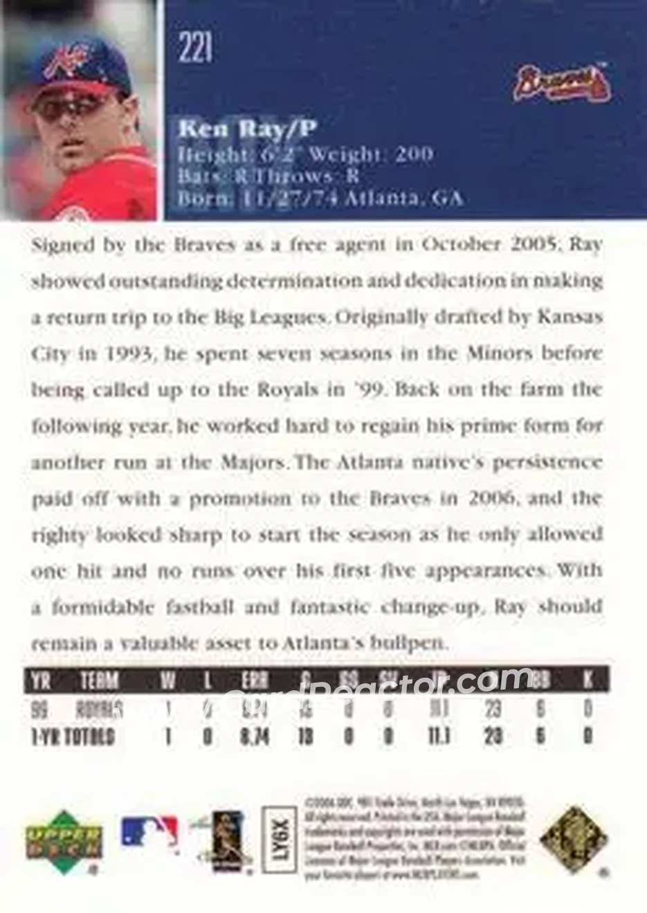 2006 Upper Deck Special F/X #221 - Ken Ray - Atlanta Braves - Back