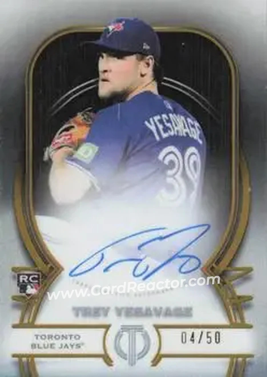 2026 Topps Tribute - Tribute Autographs Gold #TA-TY - Trey Yesavage - Toronto Blue Jays - Front 2026 Topps Tribute - Tribute Autographs Gold #TA-TY - Trey Yesavage - Toronto Blue Jays - Front